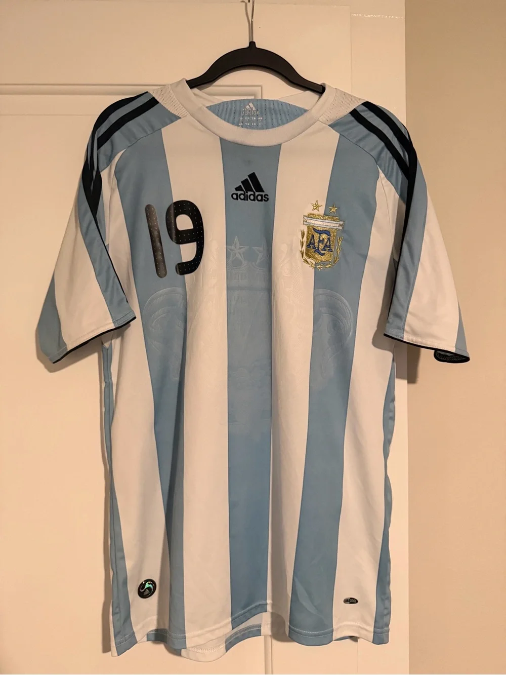 2005/2007 Adidas Argentina Home Soccer Jersey Lionel Messi #19 Men Sz M